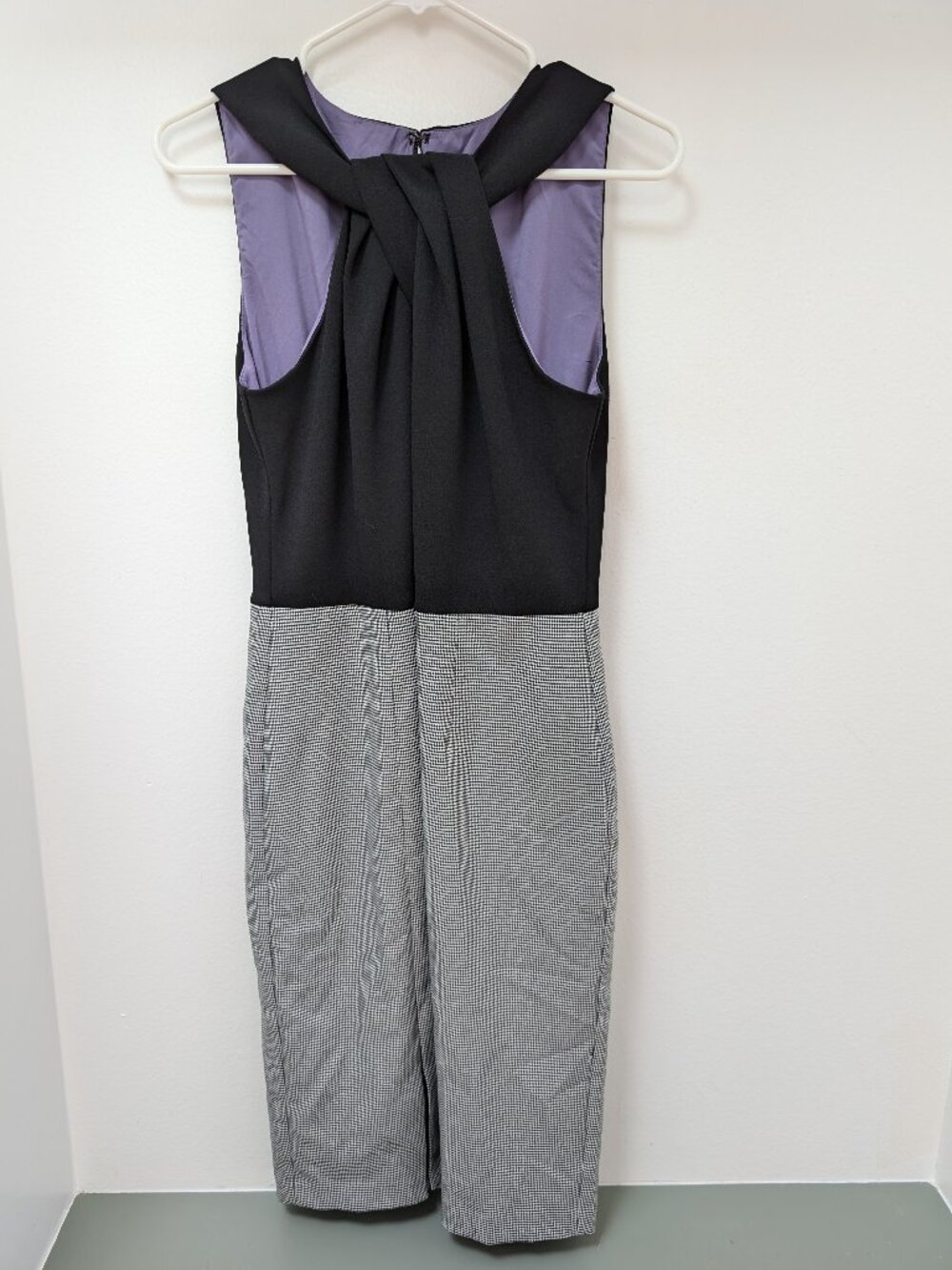 White House Black Market Houndstooth Halter Neck Sheath Dress Size 8